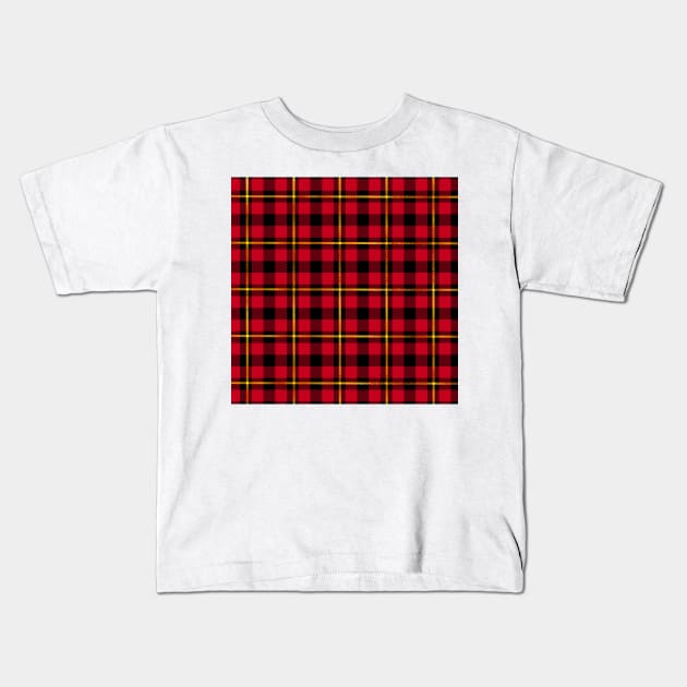 Pride Of Scotland Red Black And Gold Tartan Kids T-Shirt by teezeedy